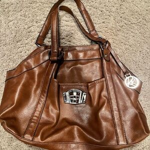 Kim Rogers brown leather purse with straps and multiple pockets